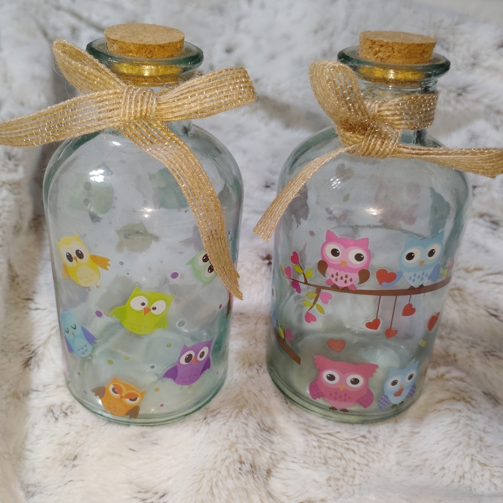 Owl Designed Glass Bottles with Cork